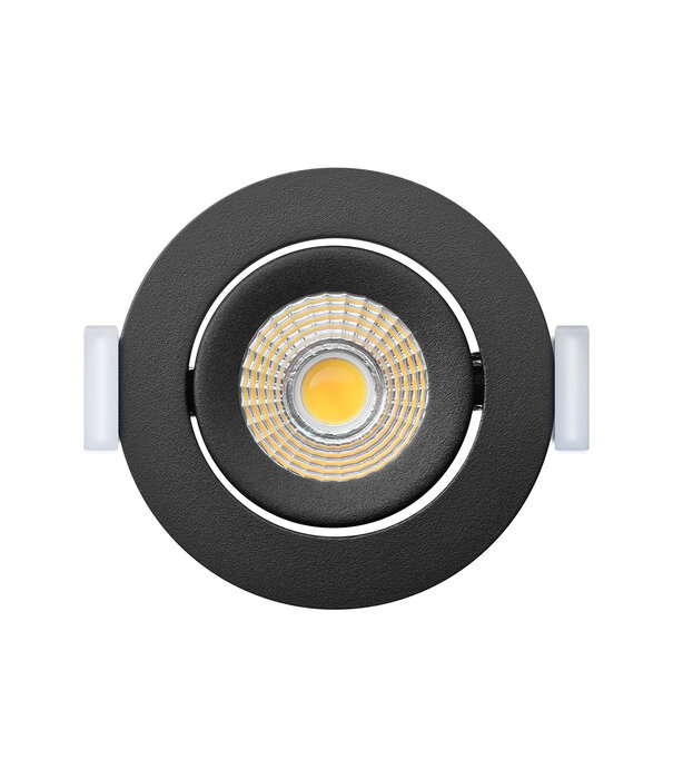 ED-10060 Led inbouwspot kleine inbouwdiepte IP54 dim to warm, rond, zwart, 55mm