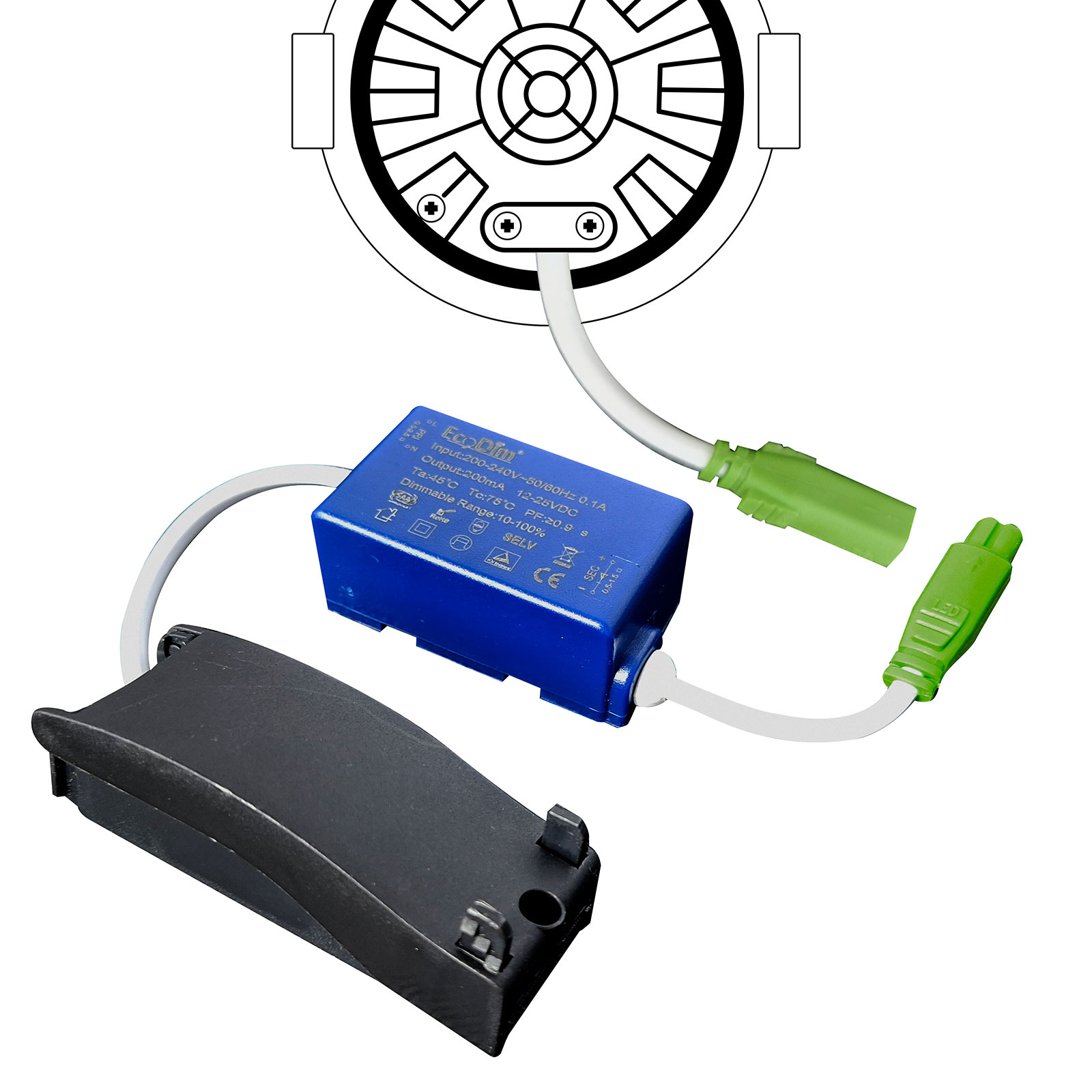 ED-10061 Led inbouwspot kleine inbouwdiepte IP54 warm wit, rond, wit, 55mm