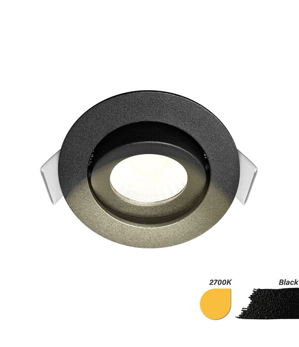ED-10062 Spot encastré à diodes électroluminescentes IP54 blanc chaud, rond, noir, 55mm