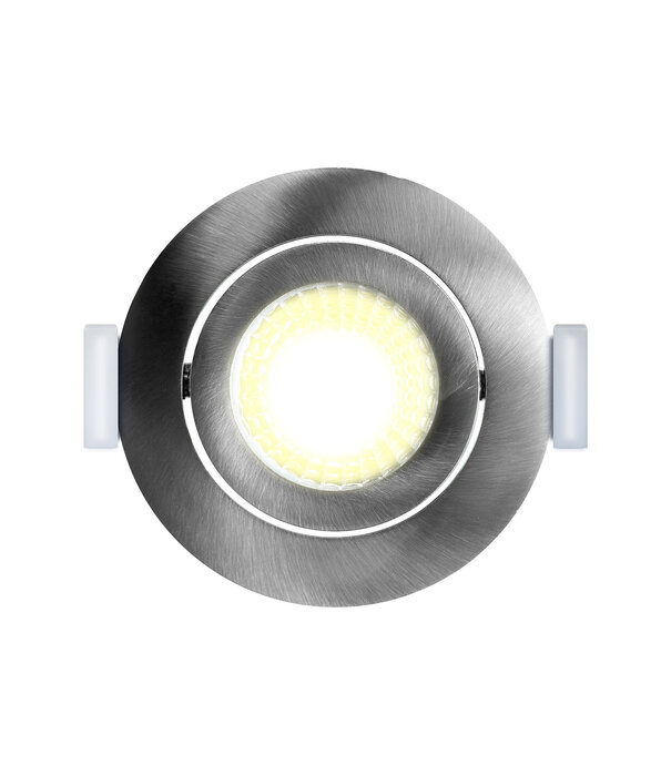 ED-10063 Spot encastré à diodes électroluminescentes IP54 blanc chaud, rond, nickel brossé, 55mm