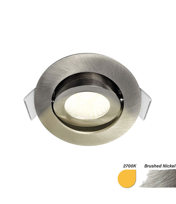 ED-10063 Spot encastré à diodes électroluminescentes IP54 blanc chaud, rond, nickel brossé, 55mm