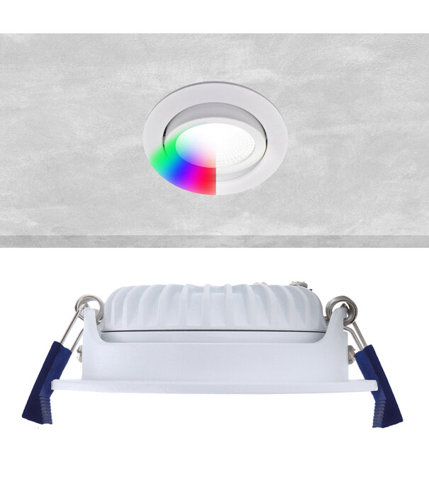 ED-10079 Zigbee led inbouwspot kleine inbouwdiepte IP54 RGBWW, rond, wit, 75mm