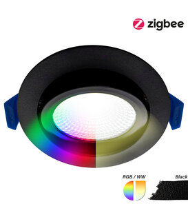 ED-10080 Zigbee dimmbarer LED-Einbaustrahler schwarz, RGBWW, kleine Einbautiefe, IP54