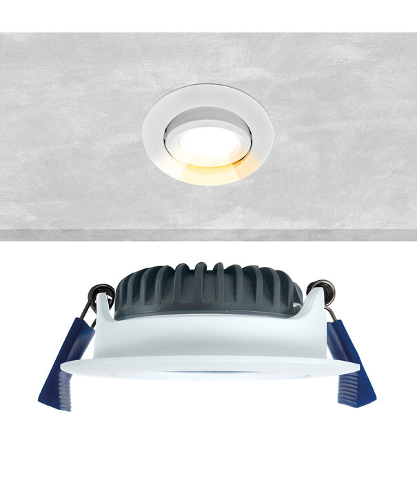 ED-10081 Spot à Led encastré petite profondeur IP65, CCT 2700K/3000K/4000K rond, blanc, 68mm