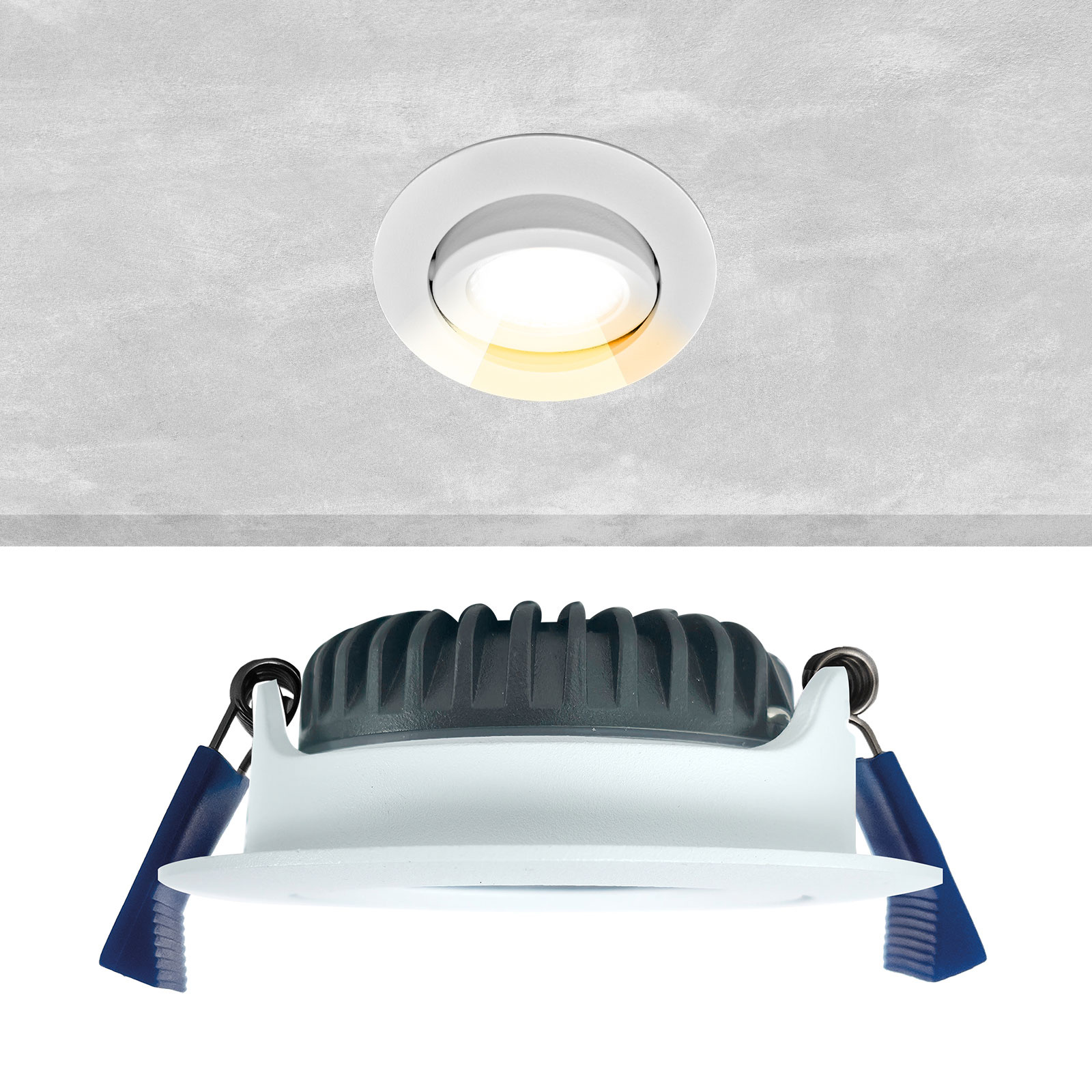 ED-10081 Led inbouwspot kleine inbouwdiepte IP65, CCT 2700K/3000K/4000K rond, wit, 68mm