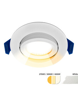 ED-10081 Spot à Led encastré petite profondeur IP65, CCT 2700K/3000K/4000K rond, blanc, 68mm