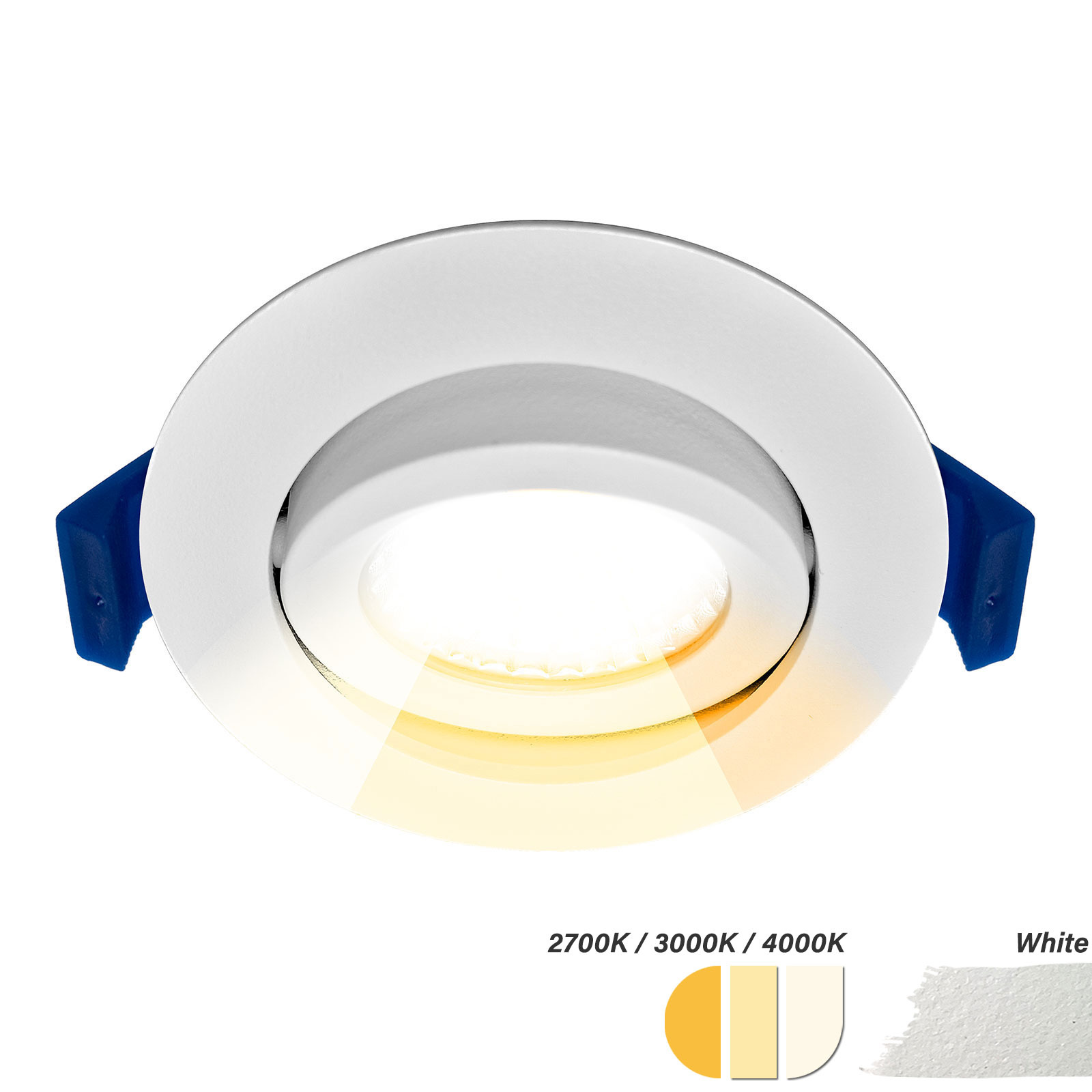 ED-10081 Led inbouwspot kleine inbouwdiepte IP65, CCT 2700K/3000K/4000K rond, wit, 68mm