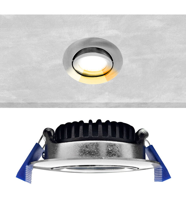 ED-10093 Spot à Led encastré petite profondeur IP65, CCT 2700K/3000K/4000K rond, acier inoxydable, 68mm