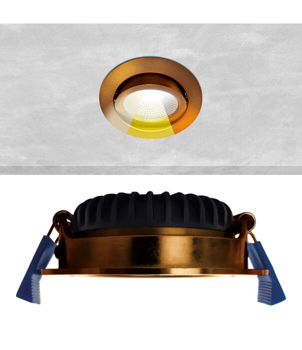 ED-10094 Spot à Led encastré petit profondeur IP54, CCT 2700K/3000K/DTW, rond, bronze, 75mm
