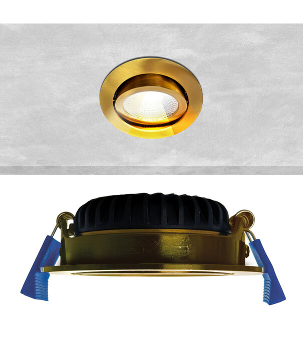 ED-10095 Spot à led encastré petit profondeur IP54, CCT 2700K/3000K/DTW, rond, or/laiton, 75mm