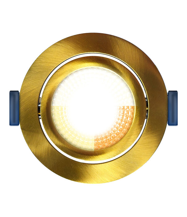 ED-10095 Spot à led encastré petit profondeur IP54, CCT 2700K/3000K/DTW, rond, or/laiton, 75mm