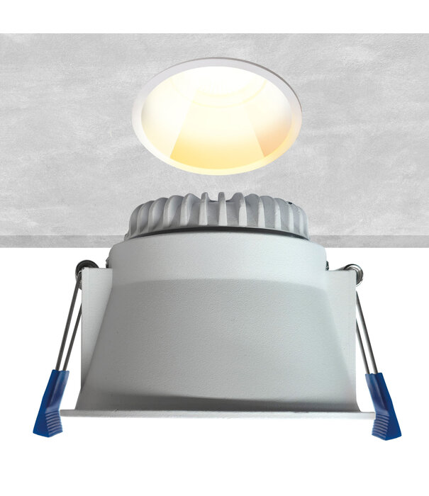 ED-10096 Led-Einbaudownlight vertieft IP54, CCT 2700K/3000K/DTW, rund, weiß, 90mm