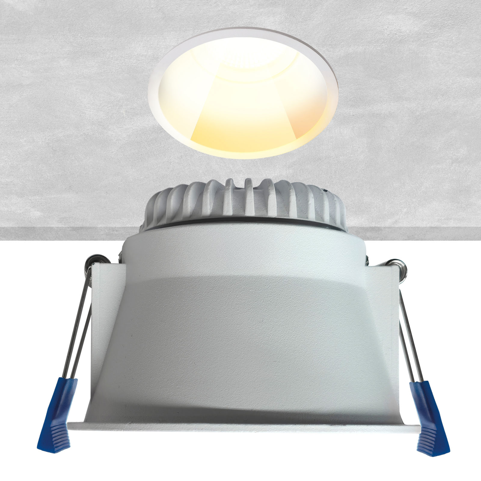 ED-10096 Led recessed downlight deepened IP54, CCT 2700K/3000K/DTW, round, white, 90mm