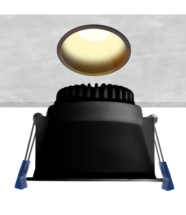 ED-10097 Led-Einbaudownlight vertieft IP54, CCT 2700K/3000K/DTW, rund, schwarz, 90mm
