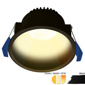 ED-10097 Led-Einbaudownlight vertieft IP54, CCT 2700K/3000K/DTW, rund, schwarz, 90mm