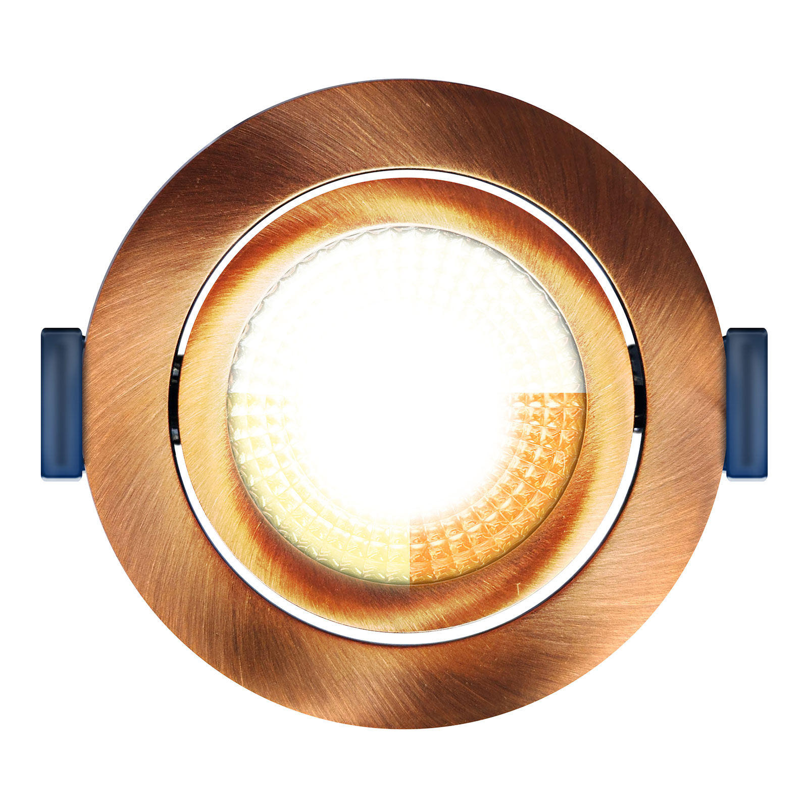 ED-10103 Led recessed spotlight small recessed depth IP54, CCT 2700K/3000K/DTW, round, brushed copper, 75mm