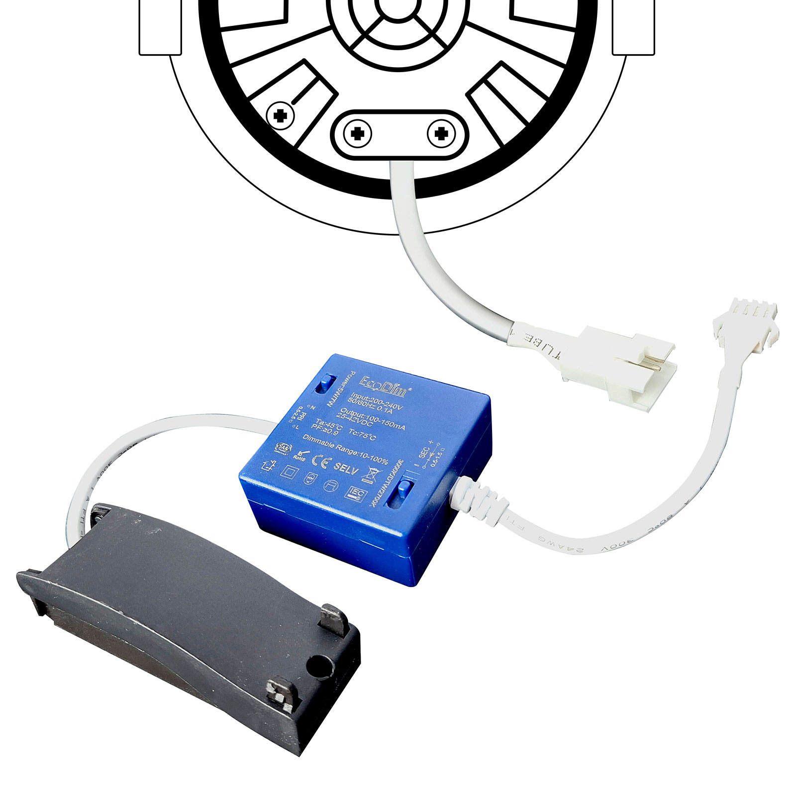 ED-10104 Led recessed spotlight small recessed depth IP54, CCT 2700K/3000K/DTW, round, gun metal, 75mm