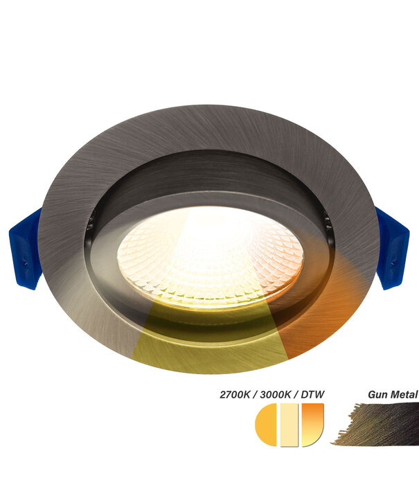 ED-10104 Led recessed spotlight small recessed depth IP54, CCT 2700K/3000K/DTW, round, gun metal, 75mm