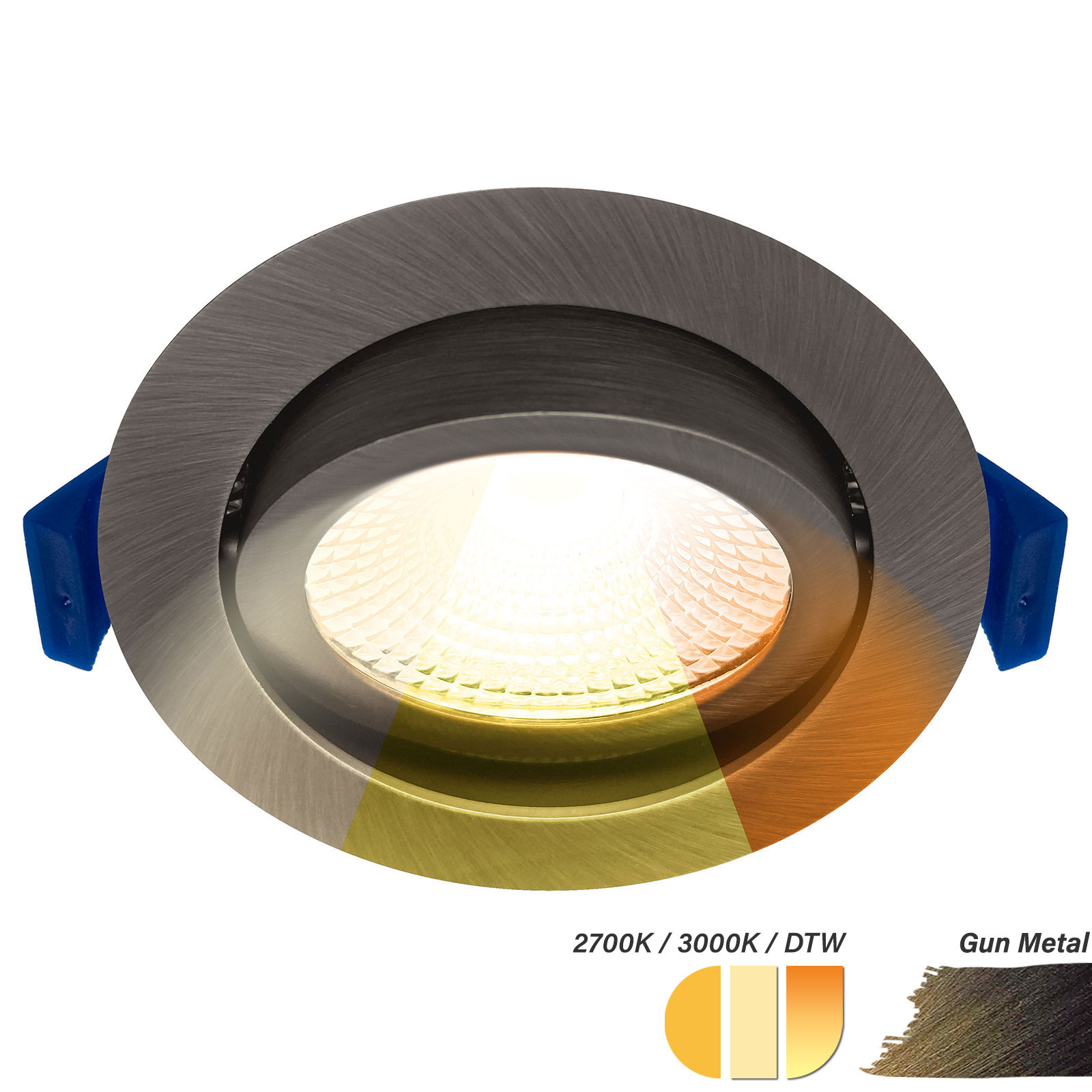 ED-10104 Led recessed spotlight small recessed depth IP54, CCT 2700K/3000K/DTW, round, gun metal, 75mm