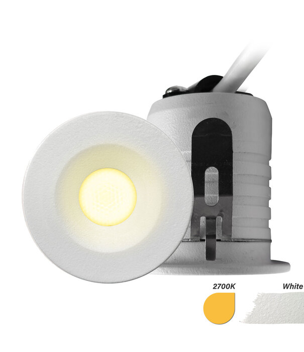 ED-10105 Led recessed spotlight mini, IP67, warm white, round, white, 28mm