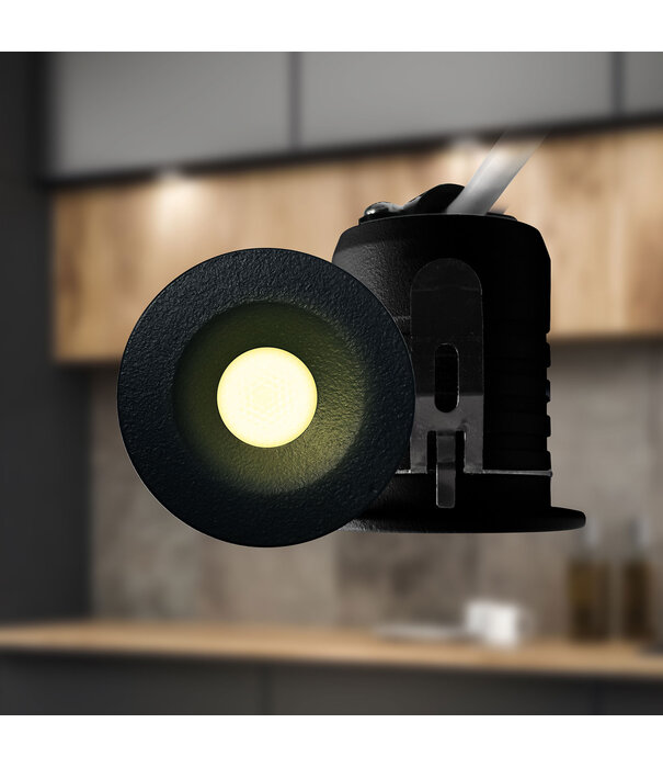 ED-10106 Led-Einbaustrahler mini, IP67, warmweiß, rund, schwarz, 28mm