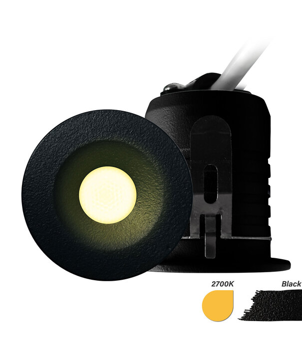 ED-10106 Led recessed spotlight mini, IP67, warm white, round, black, 28mm