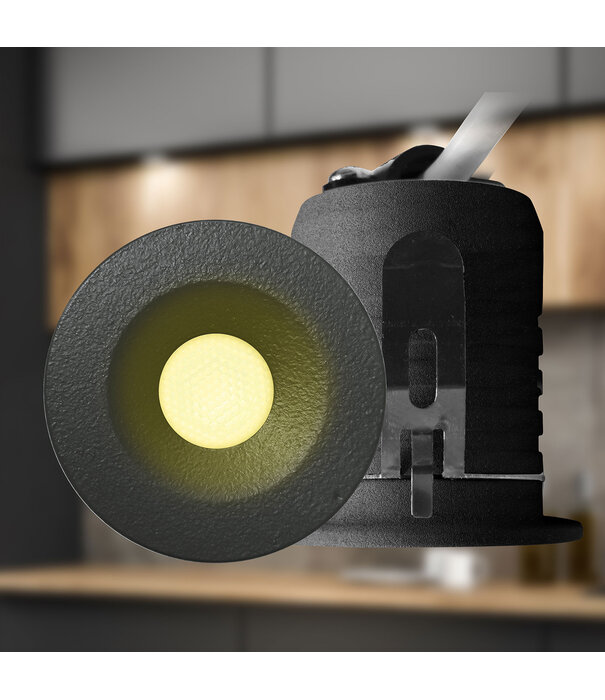 ED-10107 Mini spot encastré à LED, IP67, blanc chaud, rond, anthracite, 28mm