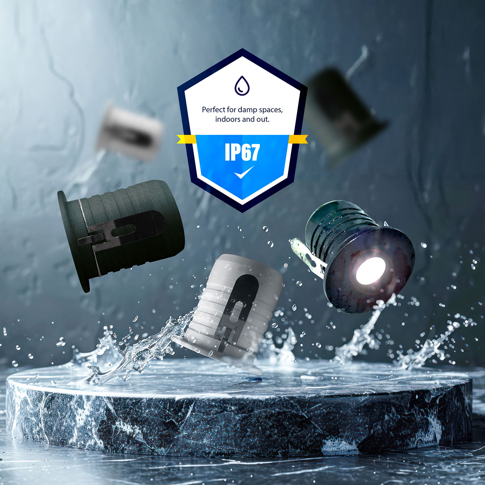 ED-10105 Led recessed spotlight mini, IP67, warm white, round, white, 28mm