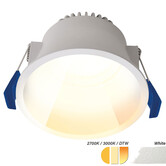 ED-10096 Led-Einbaudownlight vertieft IP54, CCT 2700K/3000K/DTW, rund, weiß, 90mm