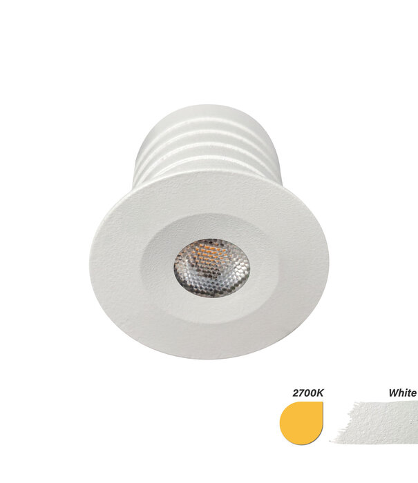 ED-10105 Led inbouwspot mini, IP67, warm wit, rond, wit, 28mm
