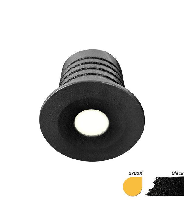 ED-10106 Led-Einbaustrahler mini, IP67, warmweiß, rund, schwarz, 28mm