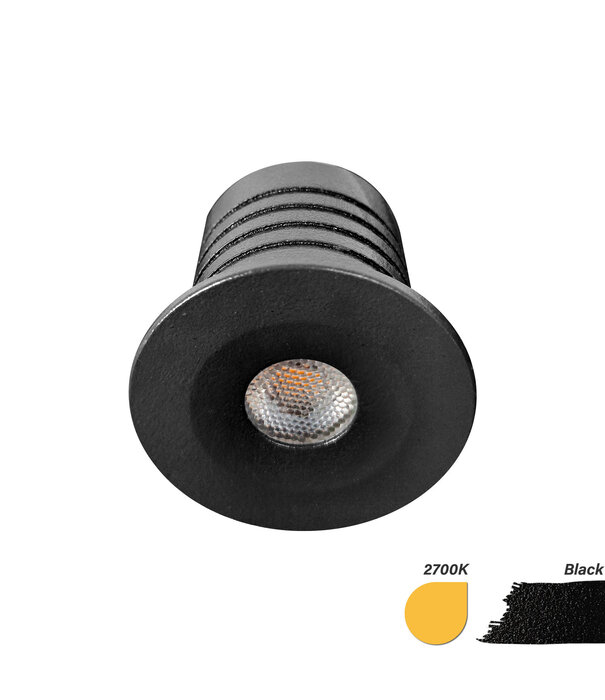 ED-10106 Led recessed spotlight mini, IP67, warm white, round, black, 28mm