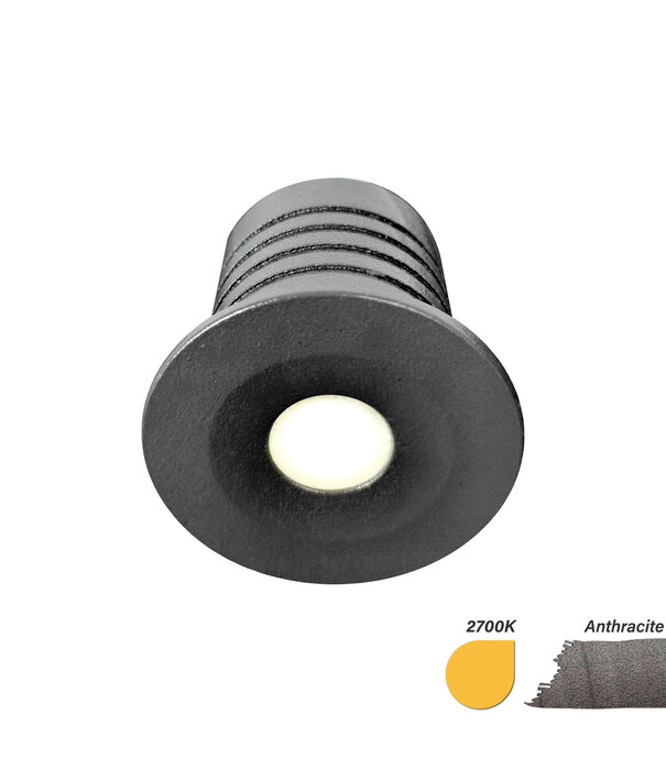 ED-10107 Led recessed spotlight mini, IP67, warm white, round, anthracite, 28mm