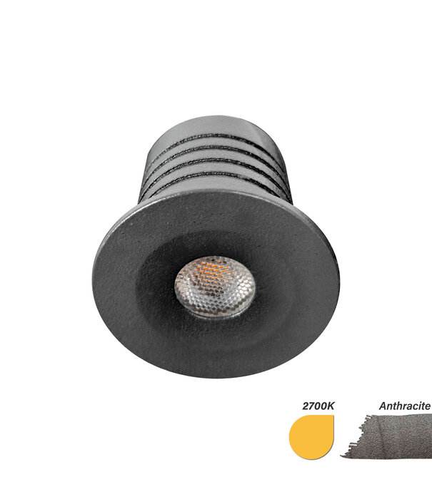 ED-10107 Led-Einbaustrahler mini, IP67, warmweiß, rund, anthrazit, 28mm
