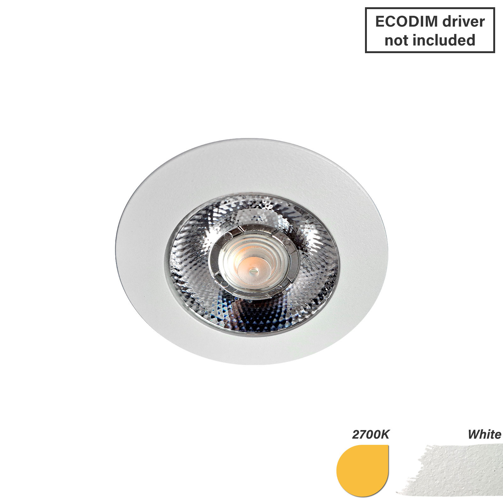 ED-10044 Led meubelspot kleine inbouwdiepte IP54 warm wit, rond, wit, 55mm