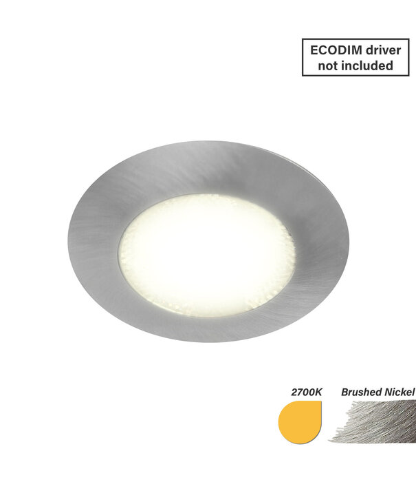 ED-10045 Spot à led pour meubles, petit encastré IP54 blanc chaud, rond, nickel brossé, 55mm