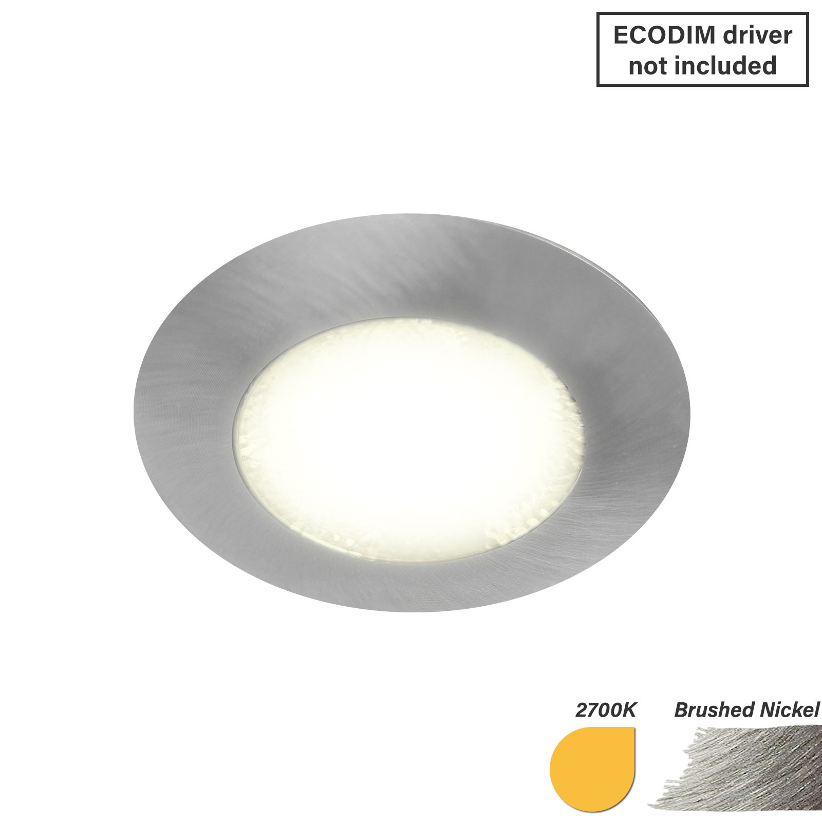 ED-10045 Led meubelspot kleine inbouwdiepte IP54 warm wit, rond, geb. nikkel, 55mm