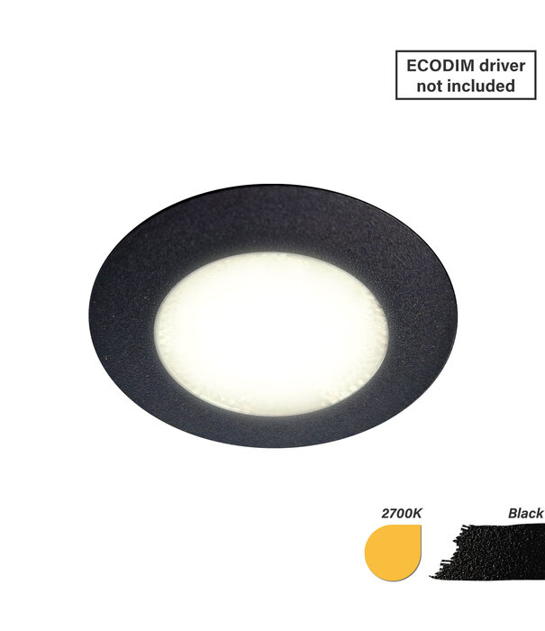 ED-10046 Spot à led pour meubles, petit encastré IP54 blanc chaud, rond, noir, 55mm
