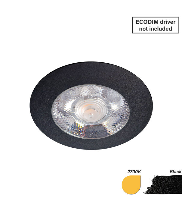 ED-10046 Led meubelspot kleine inbouwdiepte IP54 warm wit, rond, zwart, 55mm