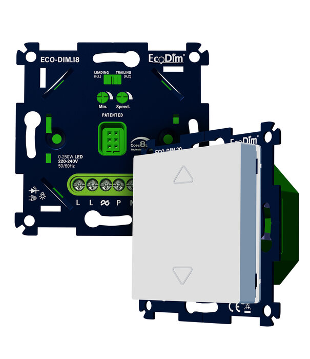 ECO-DIM.18 LED touch / push dimmer 0-250W (RLC) + ECO-DIM.20 secondary unit