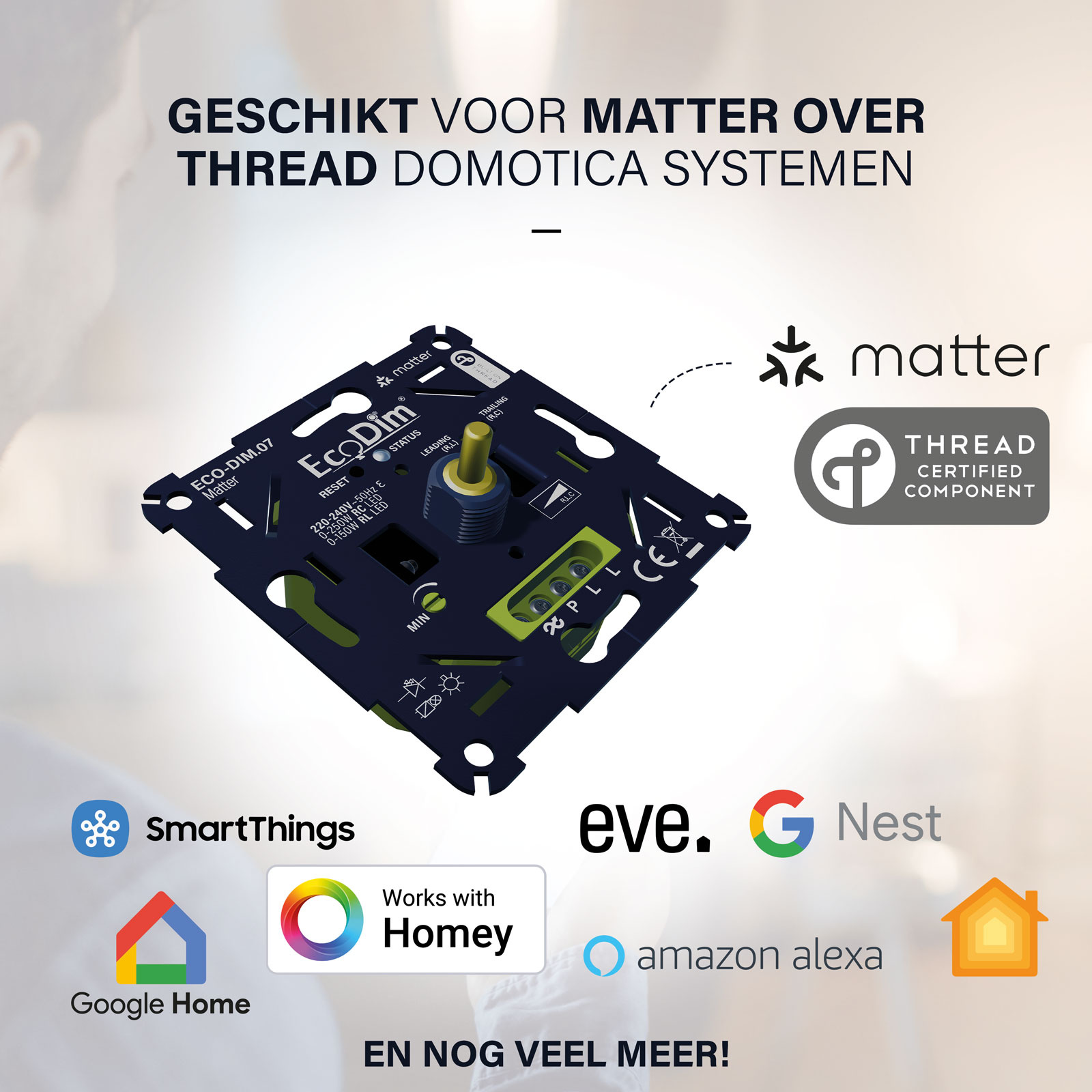 ECO-DIM.07 Led-Dimmer Matter Druck/Drehung 0-250W RLC