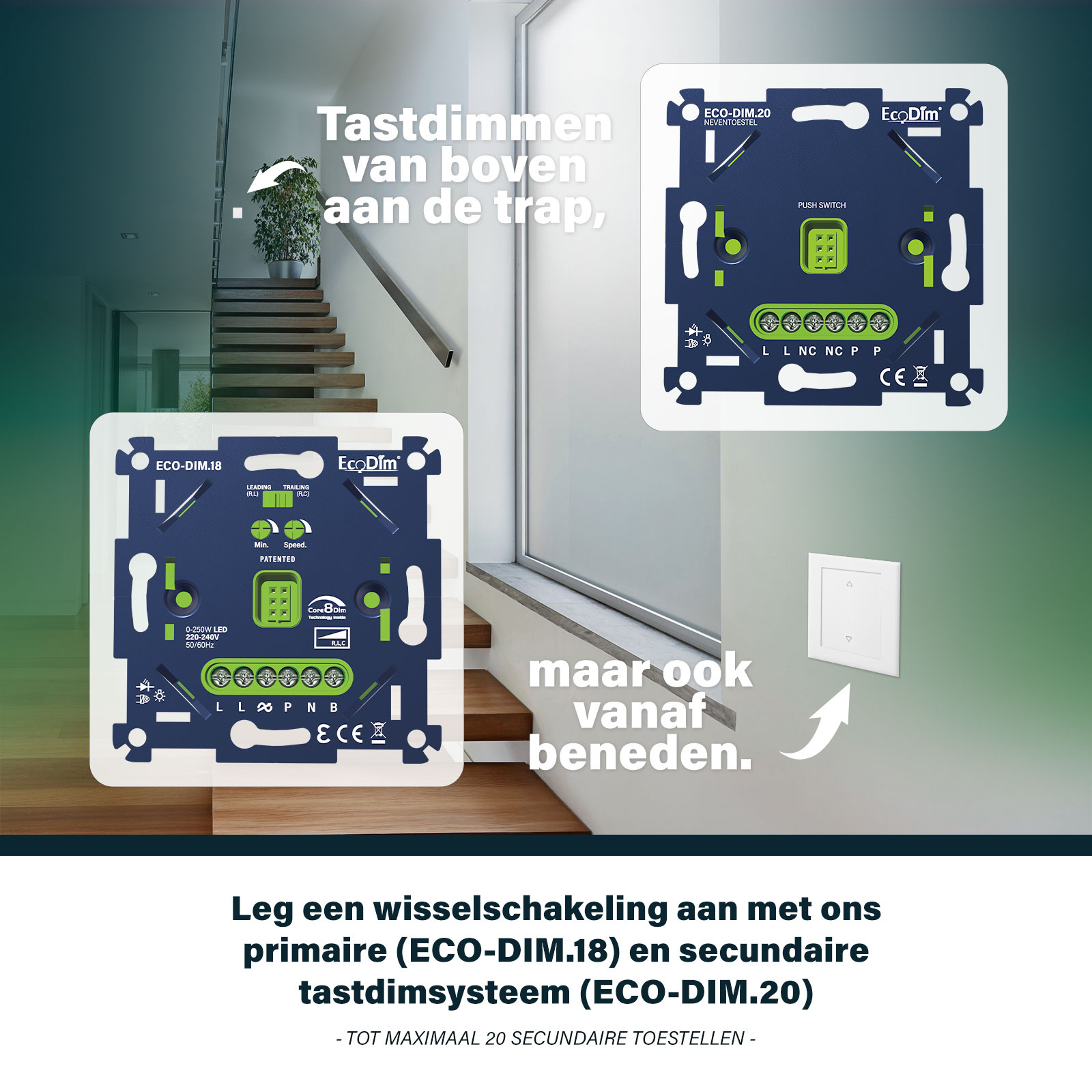 ECO-DIM.20 Nevenunit voor tastdimmer / pulsdrukker