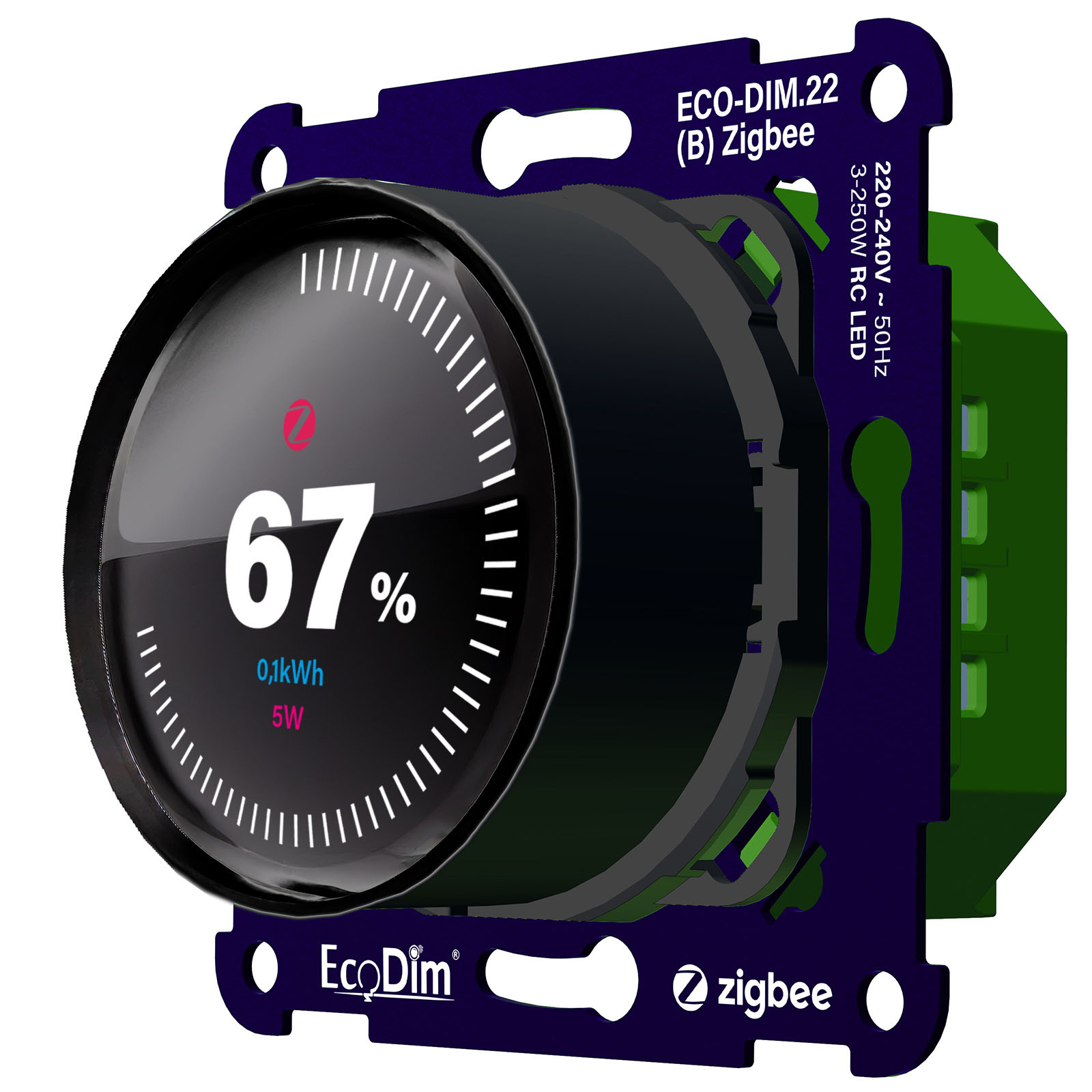 ECO-DIM.22 (B) Variateur d'intensité lumineuse Zigbee noir 250 W (RC)