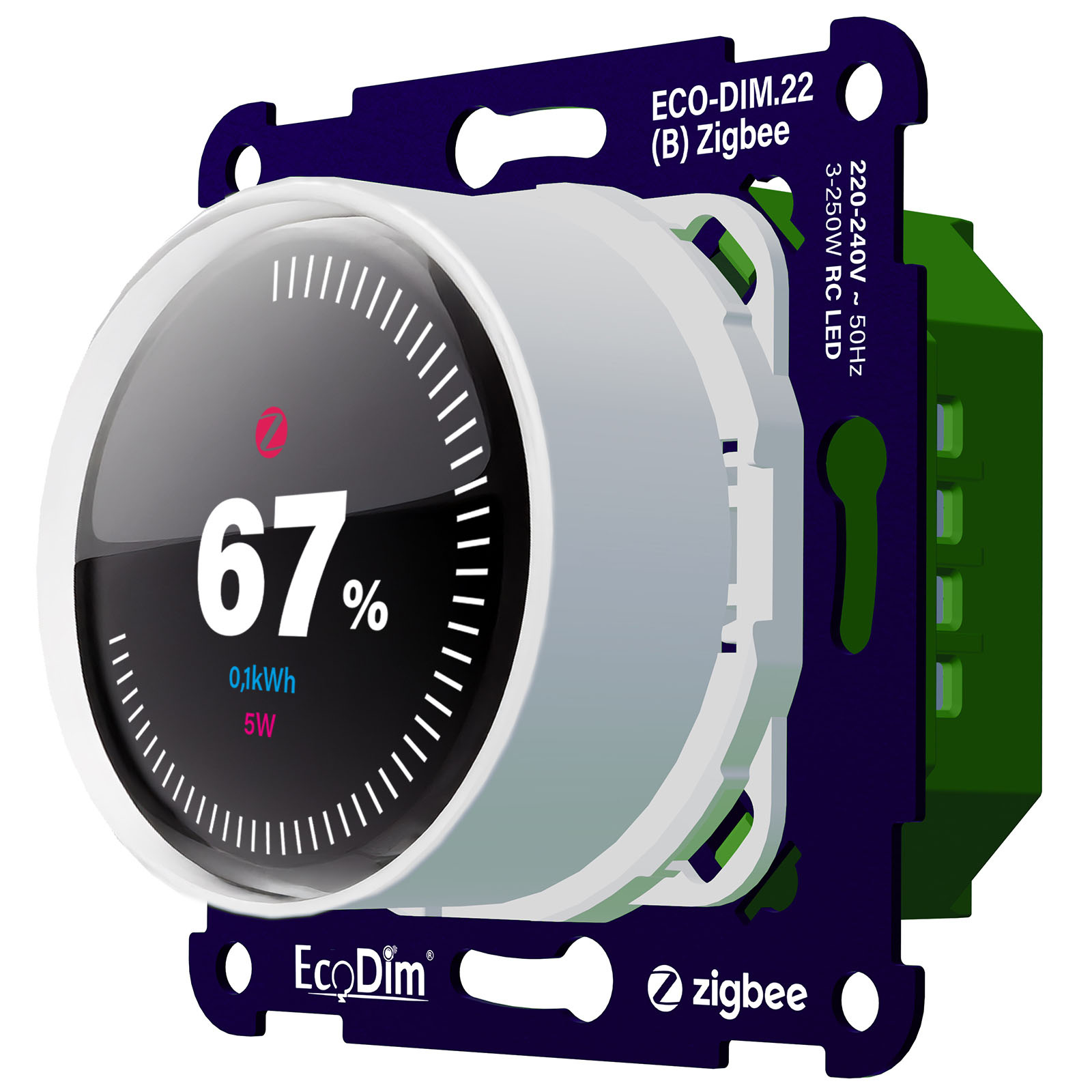 ECO-DIM.22 (W) Variateur d'intensité lumineuse Zigbee blanc 250 W (RC)