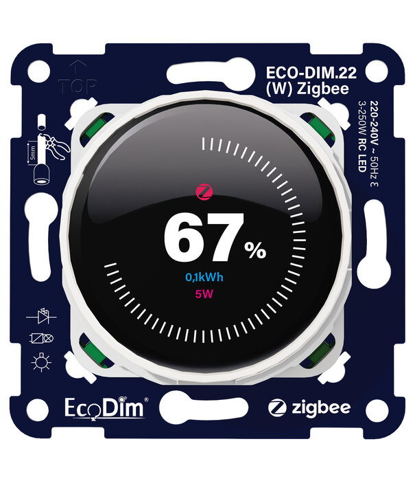 ECO-DIM.22 (W) Variateur d'intensité lumineuse Zigbee blanc 250 W (RC)