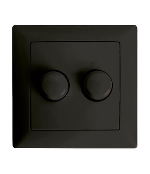 ED-01013 Bouton de variateur double compatible avec Busch-Jaeger Balance SI noir mat, avec plaque centrale et cadre