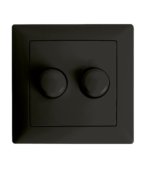 ED-01013 Bouton de variateur double compatible avec Busch-Jaeger Balance SI noir mat, avec plaque centrale et cadre