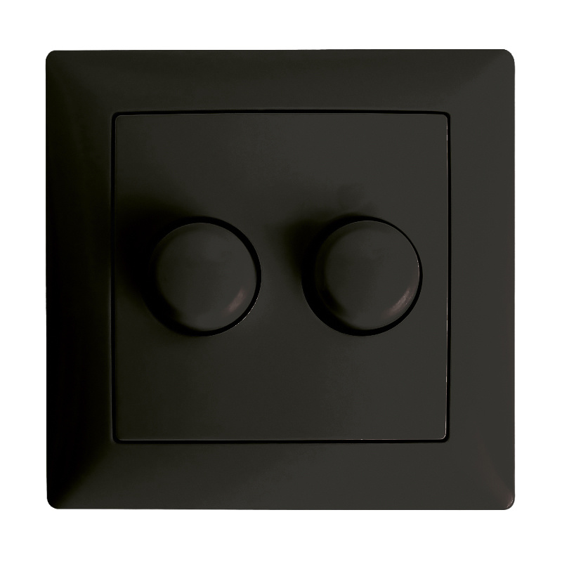 ED-01013 Bouton de variateur double compatible avec Busch-Jaeger Balance SI noir mat, avec plaque centrale et cadre