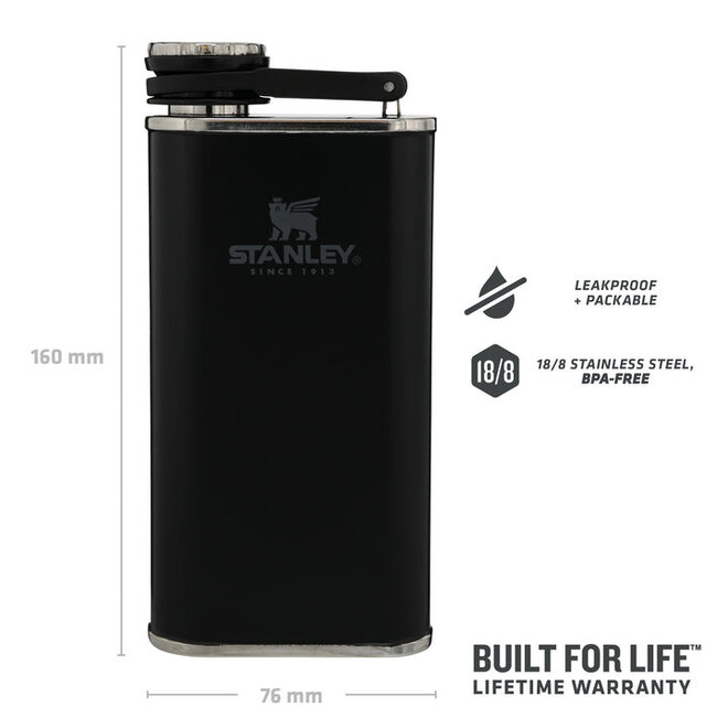 The Easy-Fill Wide Mouth Flask 0.23L - Matte Black Pebble