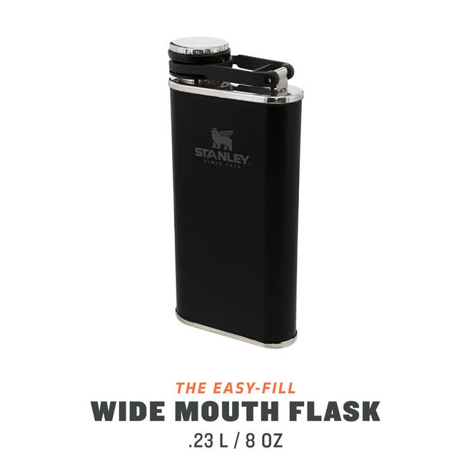 The Easy-Fill Wide Mouth Flask 0.23L - Matte Black Pebble